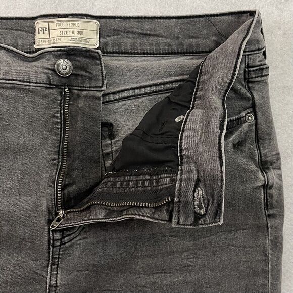 Free People Ankle Jeans Womens Size 30 Gray Distressed Mid Rise Cropped Stretch - Picture 10 of 14
